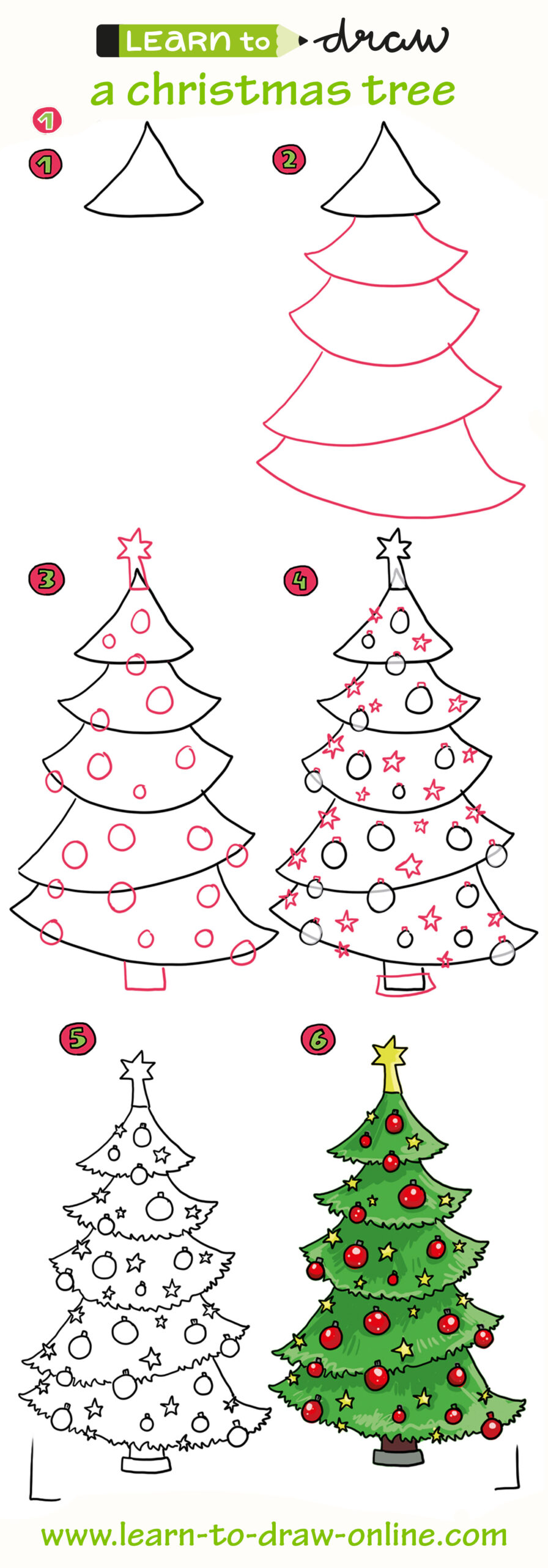 Learn to draw a christmas tree holiday