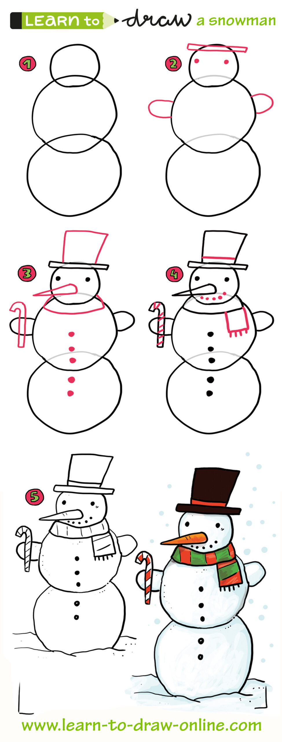 draw a snowman easy instructions