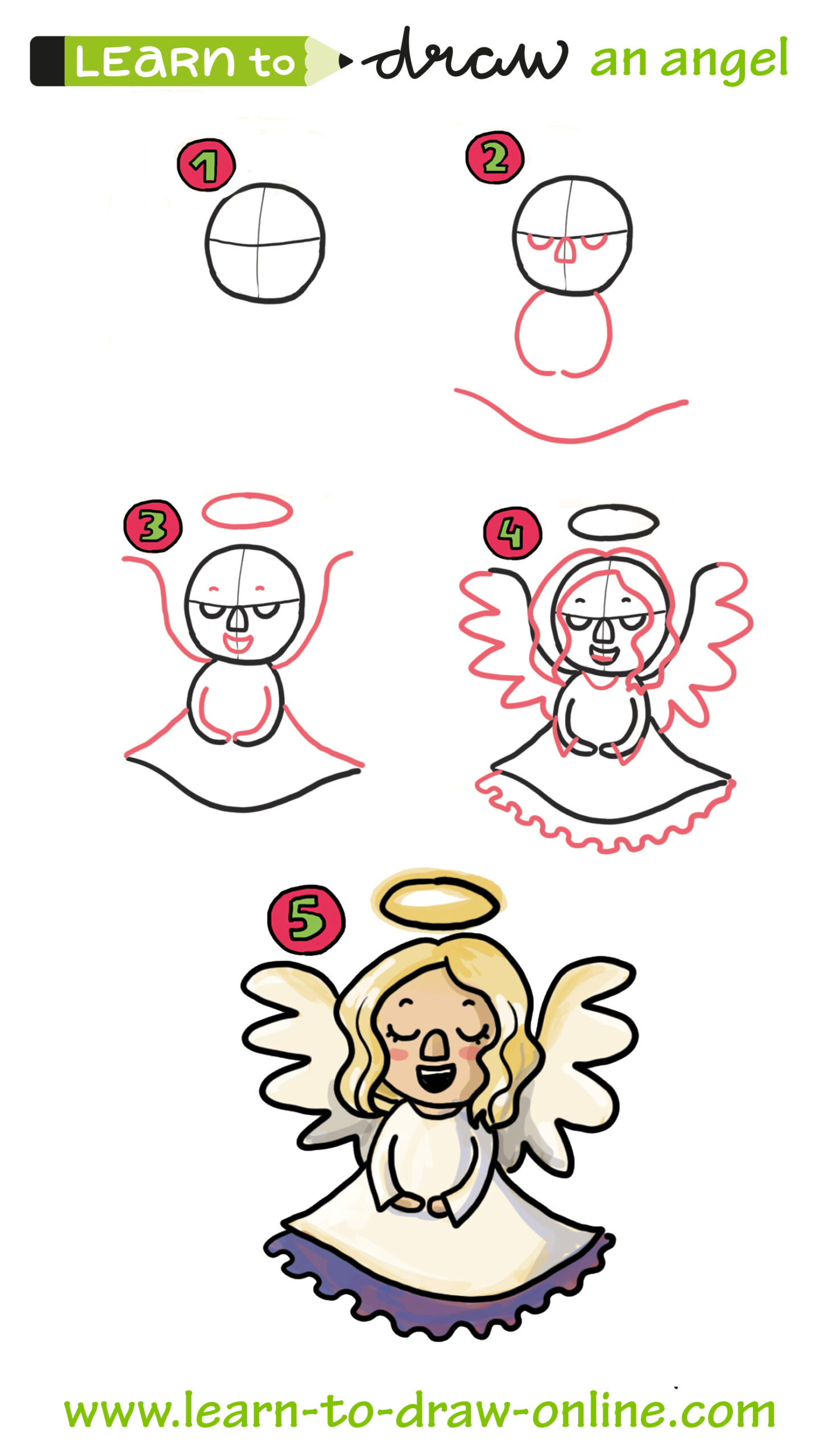 christmas angel drawing tutorial